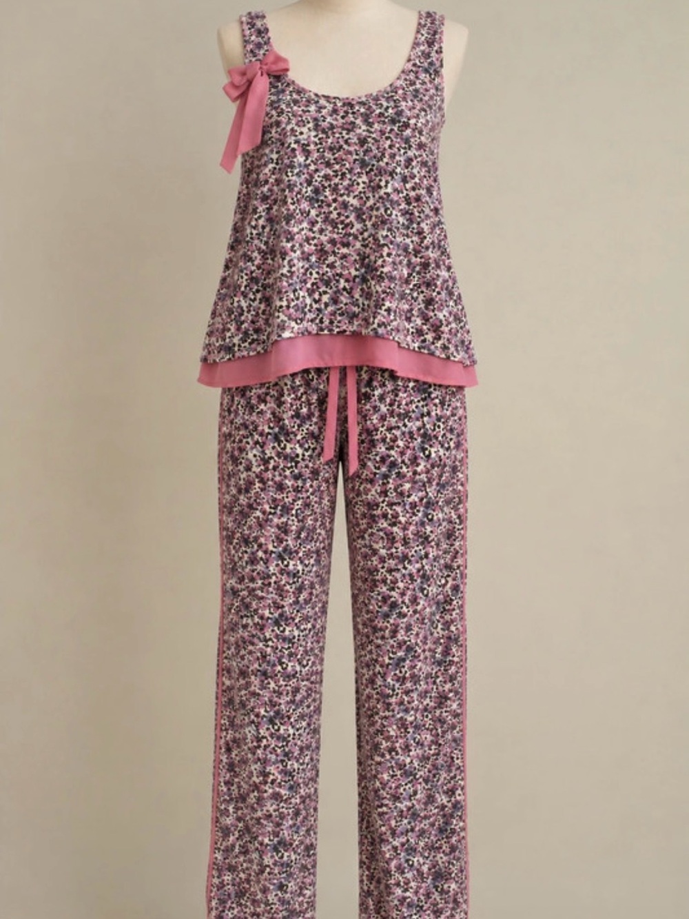 Women's Pink Floral /Cheetah Tank & Pant Sleep Set